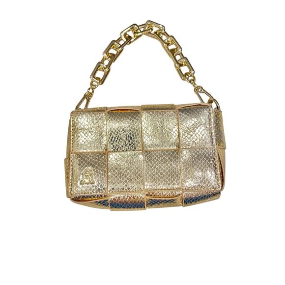 Steve Madden Woven Metallic Snake Clutch Bag NWOT